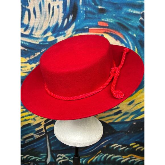 Bollman Red Wool Felt Rancher Hat Wide Brim Flat Crown Western Cowgirl Hat main image 5